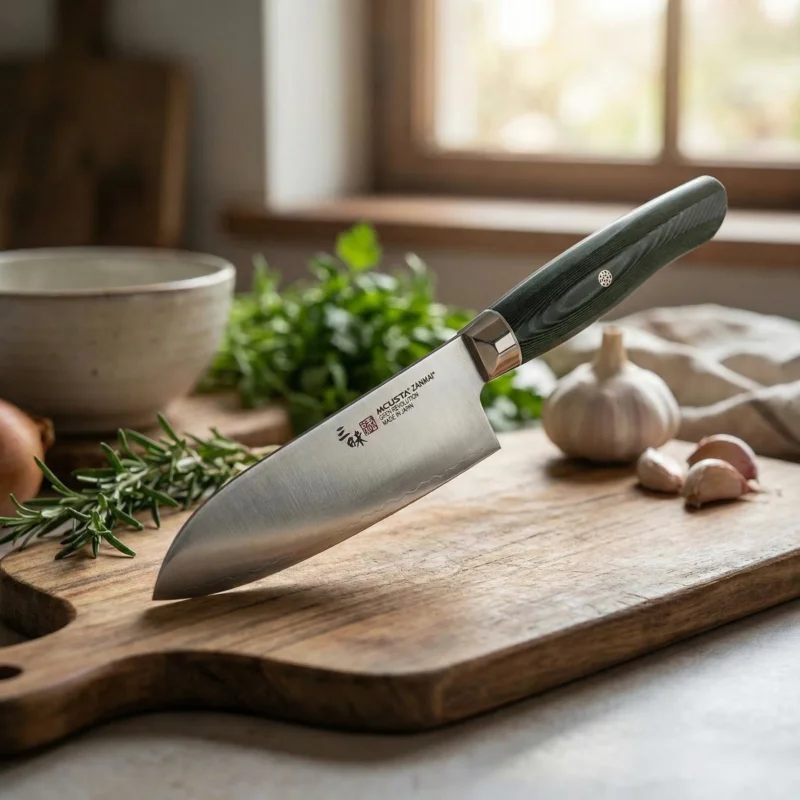 Nowość MCUSTA Zanmai Green Revolution 18 cm - nóż japoński Santoku ze stali nierdzewnej