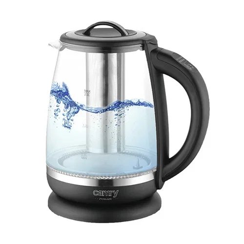 CAMRY Crystal Tea 2 l czarny - czajnik elektryczny bezprzewodowy szklany z zaparzaczem Super okazja