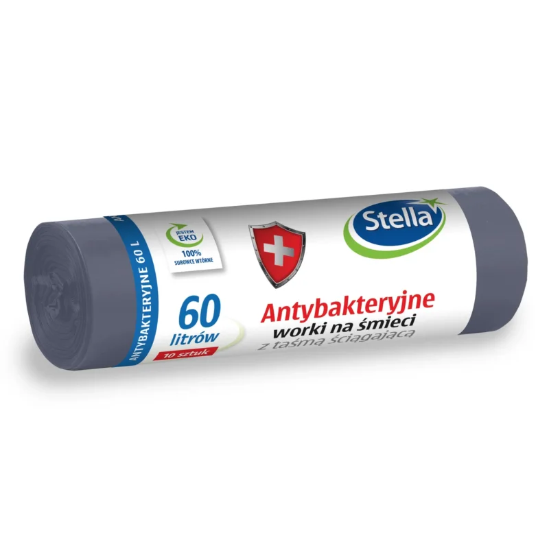 Worki na śmieci z taśmą antybakteryjne STELLA 60 l 10 szt. Promocja