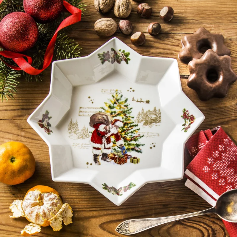 Super okazja Półmisek porcelanowy X-MASS GIFT TIME BIAŁO-CZERWONY 25 cm