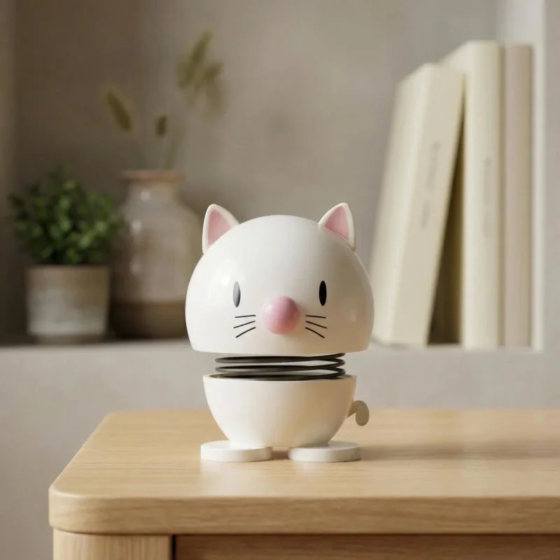HOPTIMIST CAT 7 x 5 cm - figurka kiwak z tworzywa sztucznego biały Zniżka