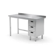 Darmowy zwrot Polgast Stół przyścienny z szafką z trzema szufladami (P) 1800x600x850 mm