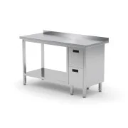 Ostatnia szansa Polgast Stół przyścienny z szafką z dwiema szufladami (P) i półką 1700x600x850 mm