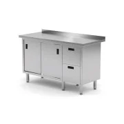 Ostatnie sztuki Polgast Stół przyścienny - szafka z dwiema szufladami (P) i drzwiami suwanymi (L) 1200x600x850 mm