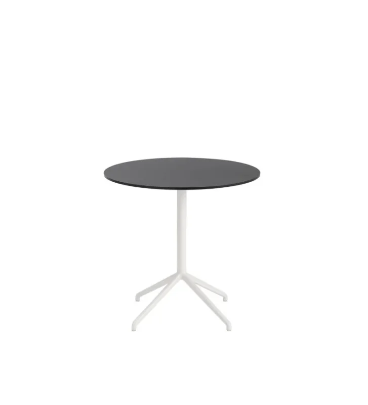 Tylko dziś Stolik kawowy Still Muuto - średnica 75 cm, wysokość 73 cm, czarny blat/biała podstawa