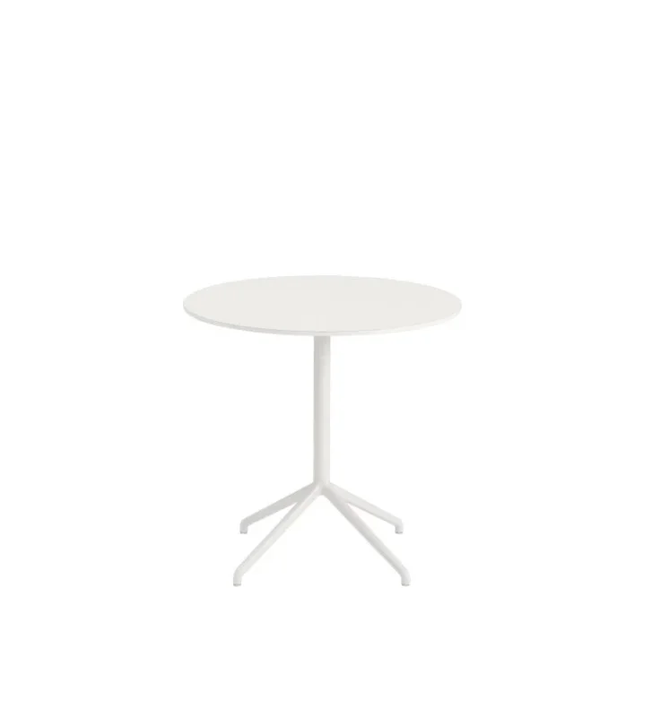 Dostępne od ręki Stolik kawowy Still Muuto - średnica 75 cm, wysokość 73 cm, biały blat/biała podstawa