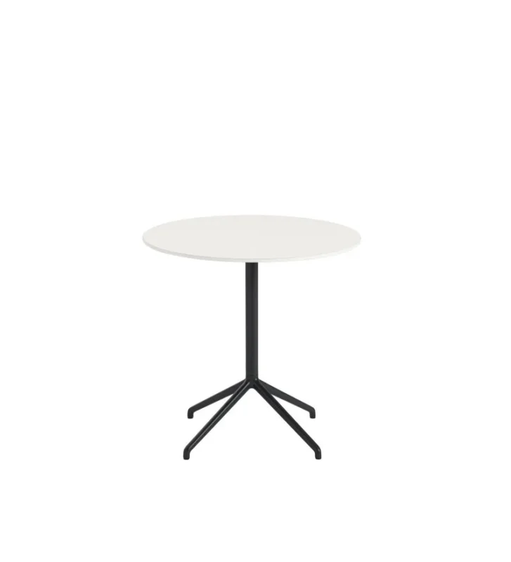 Stolik kawowy Still Muuto - średnica 75 cm, wysokość 73 cm, biały blat/czarna podstawa Tani