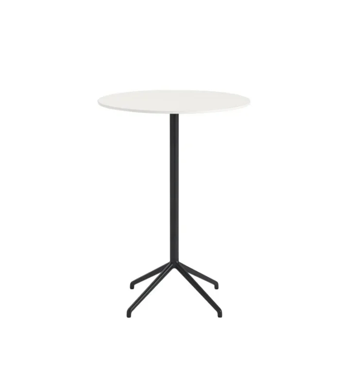 Stolik kawowy Still Muuto - średnica 75 cm, wysokość 105 cm, biały blat/czarna podstawa Tani