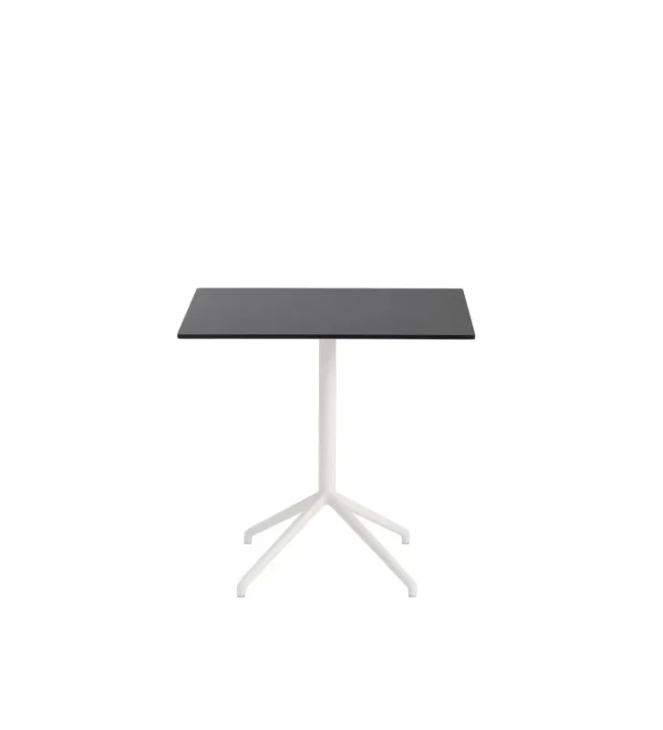 Stolik kawowy Still Muuto - 75 cm x 65 cm, wysokość 73 cm, czarny (linoleum) blat/biała podstawa Nie przegap