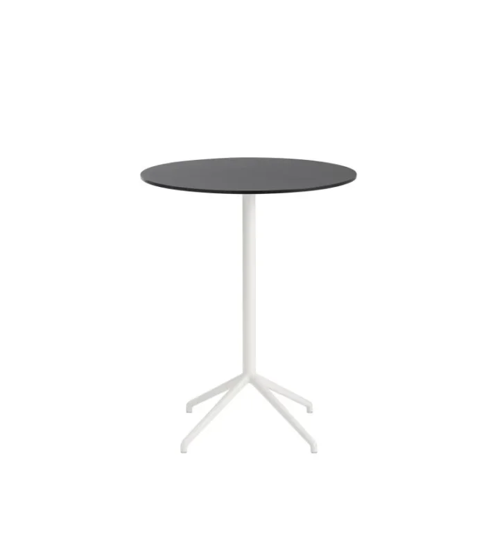 Stolik kawowy Still Muuto - średnica 75 cm, wysokość 95 cm, czarny (linoleum) blat/biała podstawa Zamów teraz