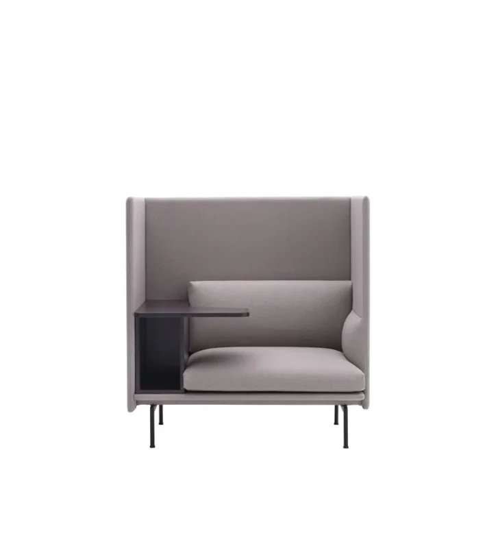 Sofa 1-osobowa OUTLINE HIGHBACK WORK MUUTO - LEFT, czarna podstawa, różne kolory Tylko do końca tygodnia
