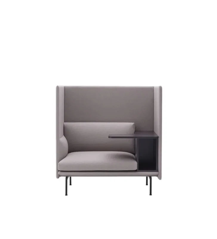 Łatwy zwrot Sofa 1-osobowa OUTLINE HIGHBACK WORK MUUTO - RIGHT, czarna podstawa, różne kolory