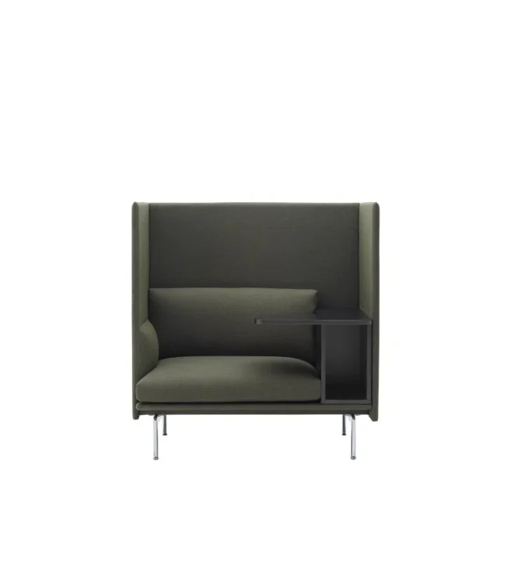 Taniej Sofa 1-osobowa OUTLINE HIGHBACK WORK MUUTO - RIGHT, aluminiowa podstawa, różne kolory