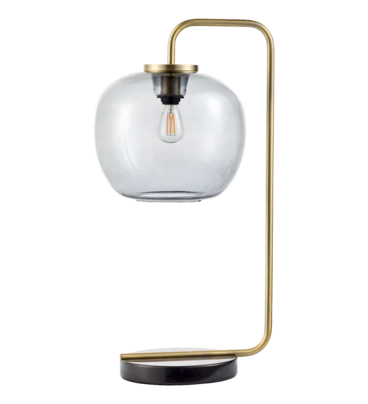 Nie przegap Lampa biurkowa Grape Bolia - smoke grey / mosiężne ramię z czarną bazą