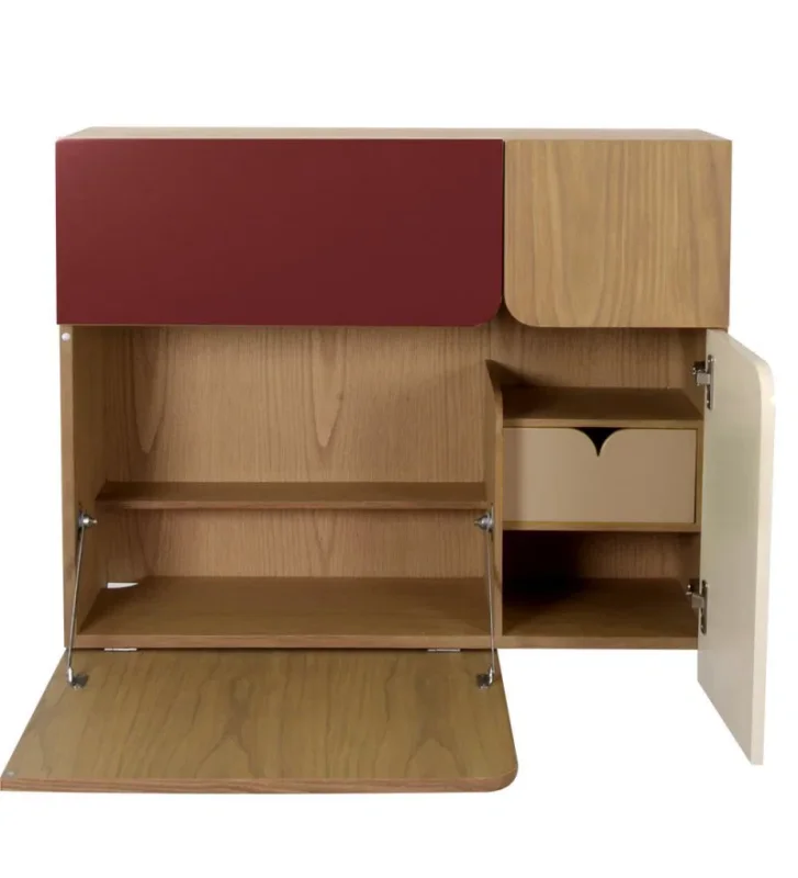 Sprawdź teraz Sekretarzyk 1/4 Cabinet ENOstudio - perłowa biel / bordowy