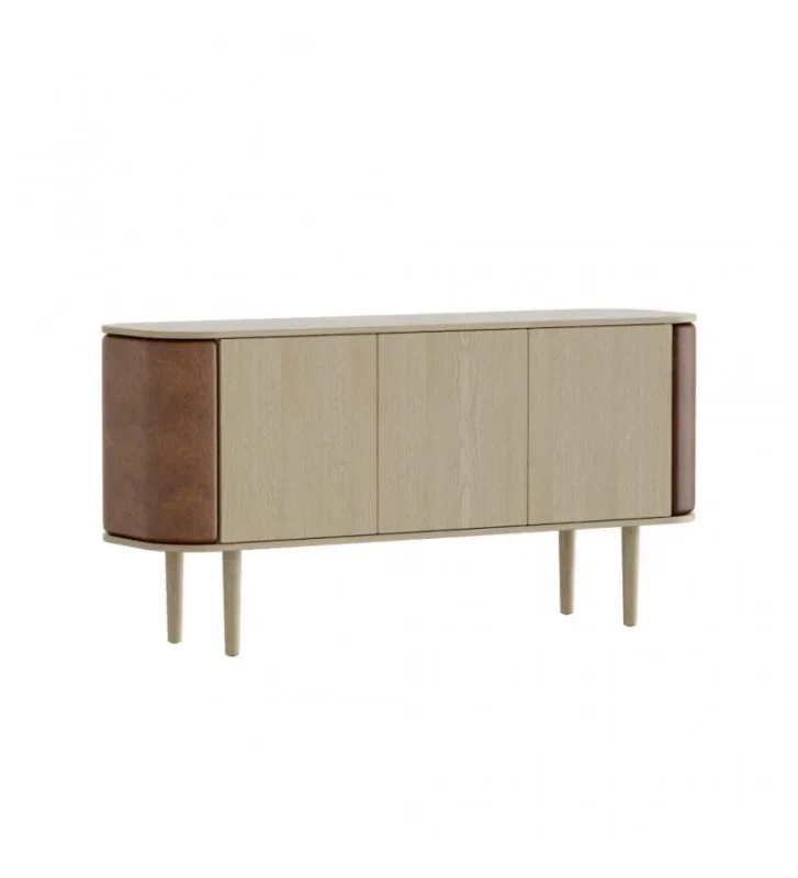 Taniej Komoda 3-drzwiowa Treasures oak UMAGE - dąb / eko-skóra
