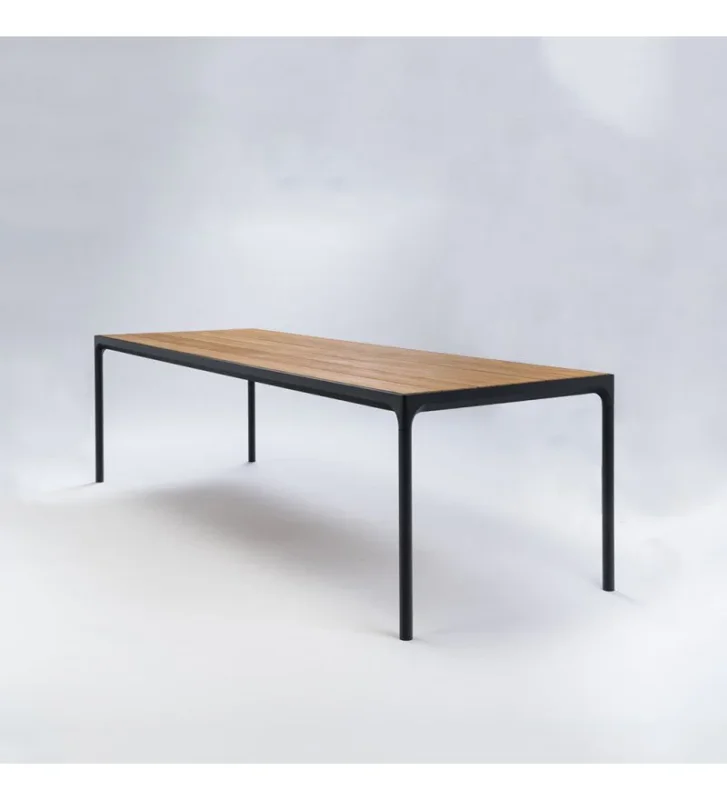 Stół ogrodowy FOUR HOUE - 270x90cm, bambusowy, czarna podstawa, na zewnątrz Cena promocyjna