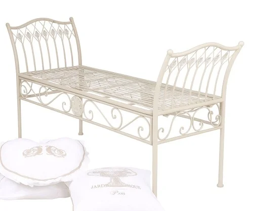 Romantyczna Biała Ławka Ogrodowa - Ażurowa Ławeczka w Stylu Shabby Chic Tani